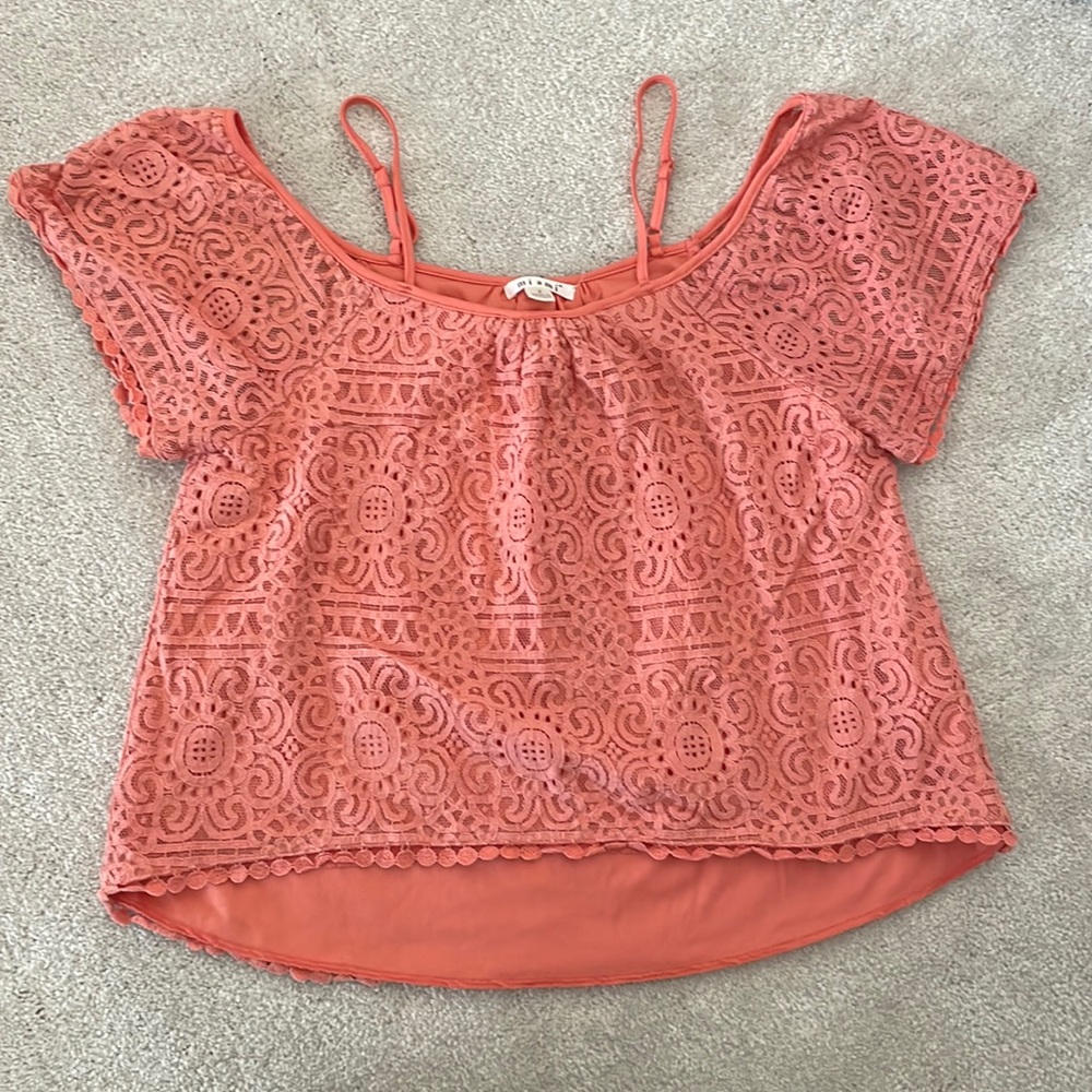 Coral size small Miami off the shoulder crochet top
